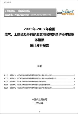 2009-2013年全國燃氣、太陽能及類似能源家用器具制造行業(yè)財務指標分析年報——聚焦太陽能用器具制造